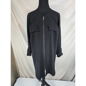 Women's large L rock and republic black blouse, Zipper Front